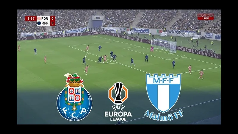 Cầu thủ Porto đang nỗ lực vượt qua sự áp đảo của các cầu thủ Malmo Cầu thủ Porto đang nỗ lực vượt qua sự áp đảo của các cầu thủ Malmo