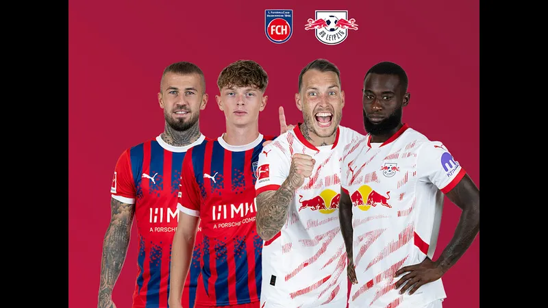 Cầu thủ RB Leipzig tung cú sút mạnh vào khung thành của Heidenheim